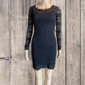 Vtg Y2K Jump Apparel by Wendye Chaitin Lace Bodycon Mini Dress Black S Juniors